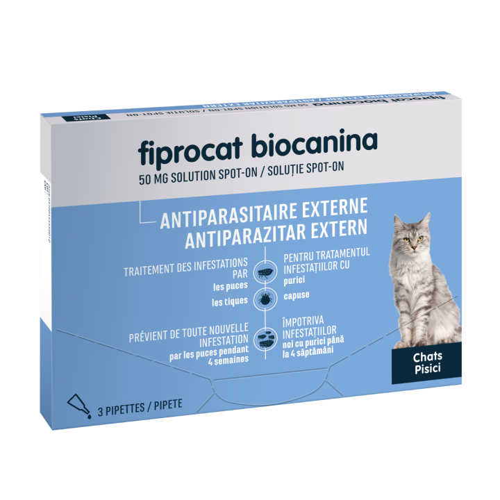Fiprocat 50 mg Spot-on-Lösung für Katzen Biocanina - 3 Pipetten à 0,5 ml