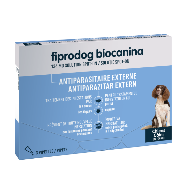 Biocanina Fiprodog Spot on 134 mg für mittelgroße Hunde 10-20 kg - 3 Pipetten