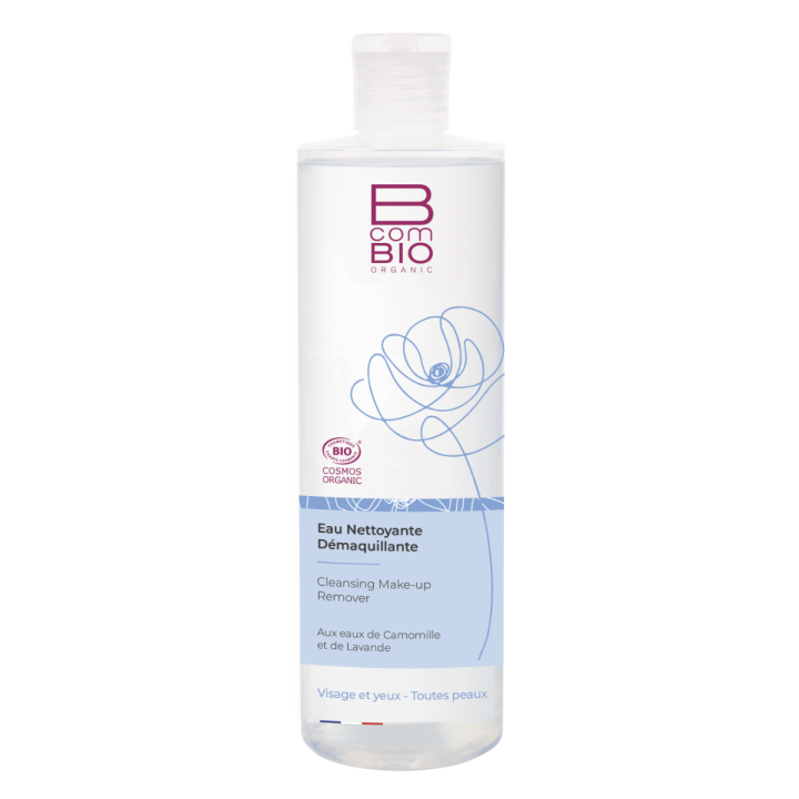 Reinigendes Abschminkwasser für Gesicht und Augen BcomBIO - Flasche mit 400 ml