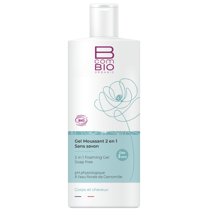 Schaumgel 2 in 1 ohne Seife BcomBIO - Flasche mit 500 ml