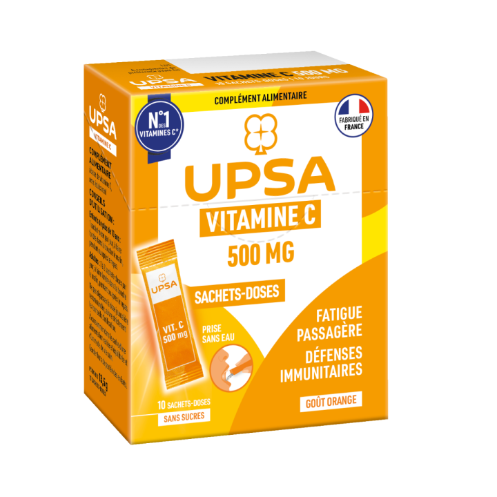 Vitalität Vitamin C 500 mg UPSA - Packung mit 10 Beuteln