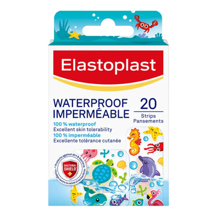 Wasserdichte Kinderpflaster elastisch - Packung mit 20 Pflastern