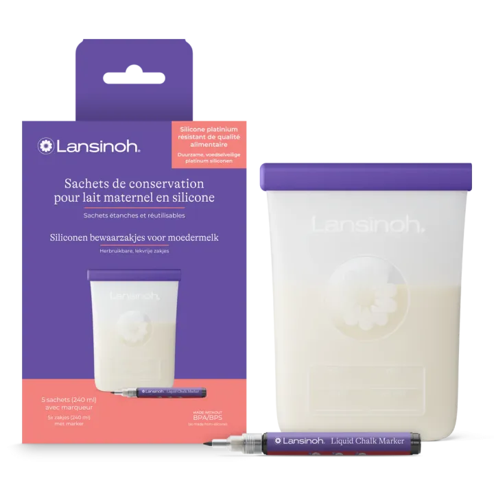 Silicon-Aufbewahrungssäcke für Muttermilch Lansinoh - Box mit 5 Beuteln à 240 ml
