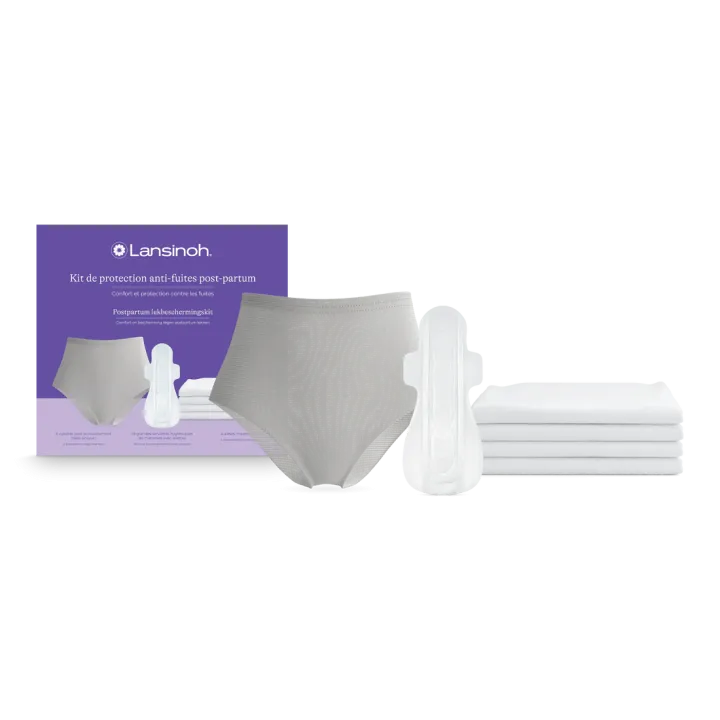 Lansinoh Postpartum Leak Protection Kit - Box of 6 Pants, 18 Sanitary Pads and 4 Bed Protectors