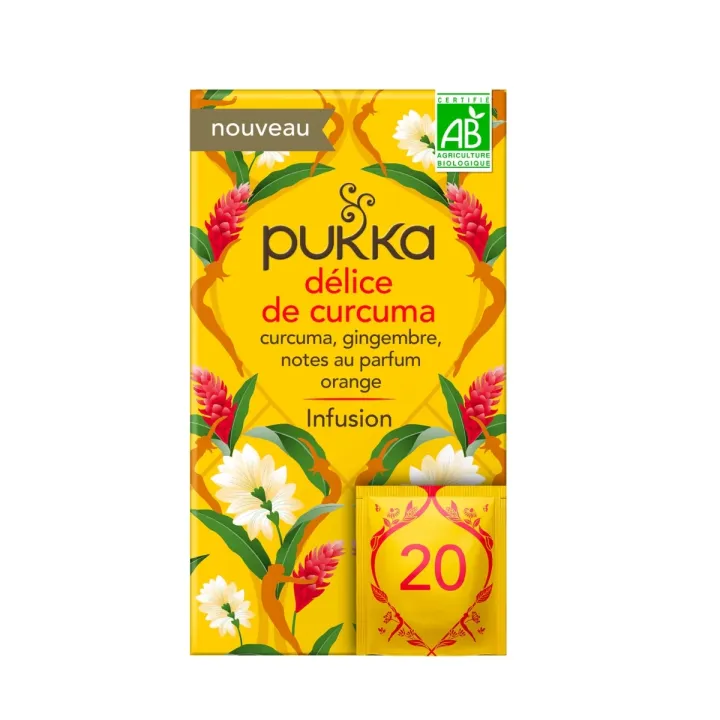 Kräutertee Delikatesse aus Bio-Kurkuma Pukka - Schachtel mit 20 Beuteln