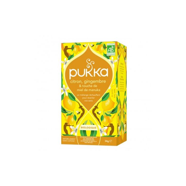 Bio Pukka Zitrone Ingwer & Manuka Honig Tee - 20 Beutel Box
