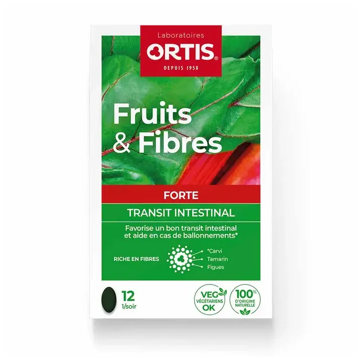 Früchte & Fasern Starker Darmtransit Ortis - Packung mit 12 Tabletten