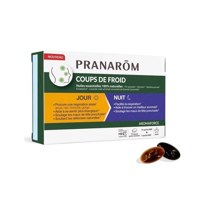 Aromaforce Erkältung Tag/Nacht Pranarom - Schachtel mit 15 Kapseln