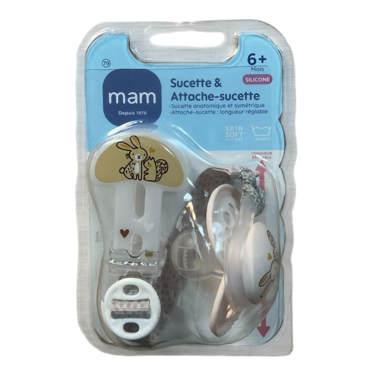 Schnuller & Schnullerhalter Silikon 6 Monate+ Mam - Schnuller + Schnullerhalter - beige