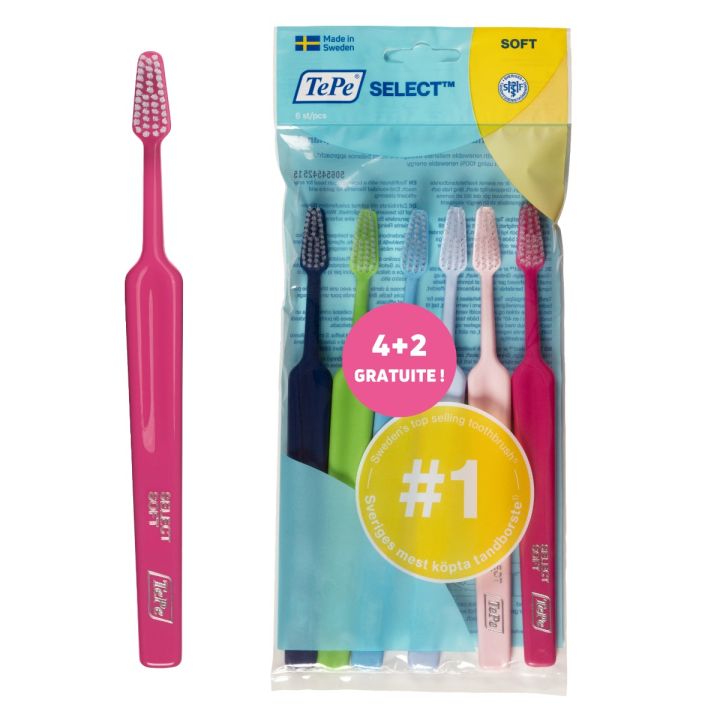 Pack weiche Zahnbürsten Select TePe - Set mit 6 Zahnbürsten