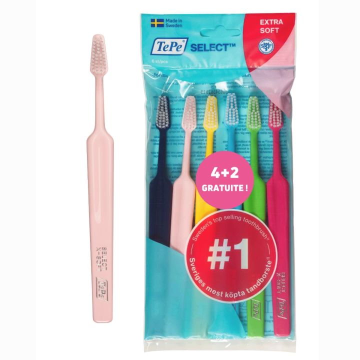 Packung extra-weiche Zahnbürsten Select TePe - Set mit 6 Zahnbürsten