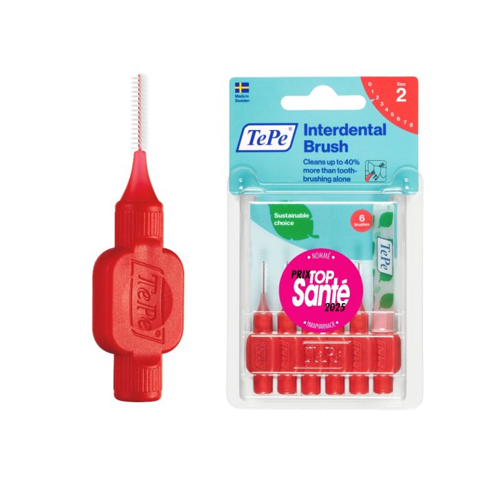 Originale Interdentalbürsten rot Größe 2 (0,5 mm) TePe - 6 Bürsten