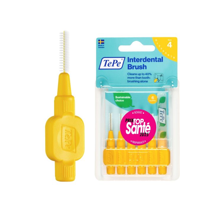 Original gelbe Interdentalbürsten Größe 4 (0,7 mm) TePe - 6 Bürsten