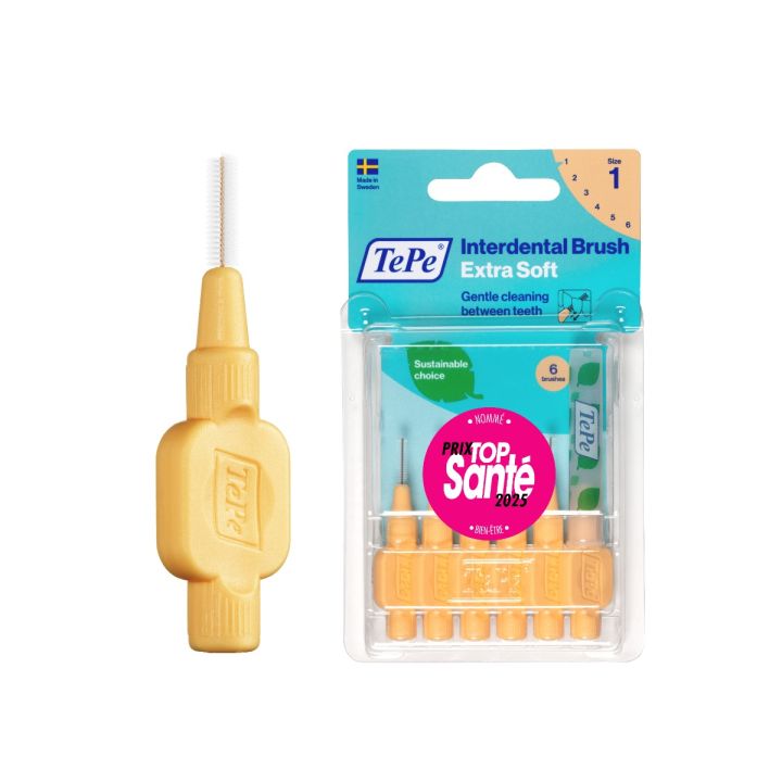 Extra weiche Interdentalbürsten orange Pastell Größe 1 (0,45 mm) TePe - 6 Bürsten