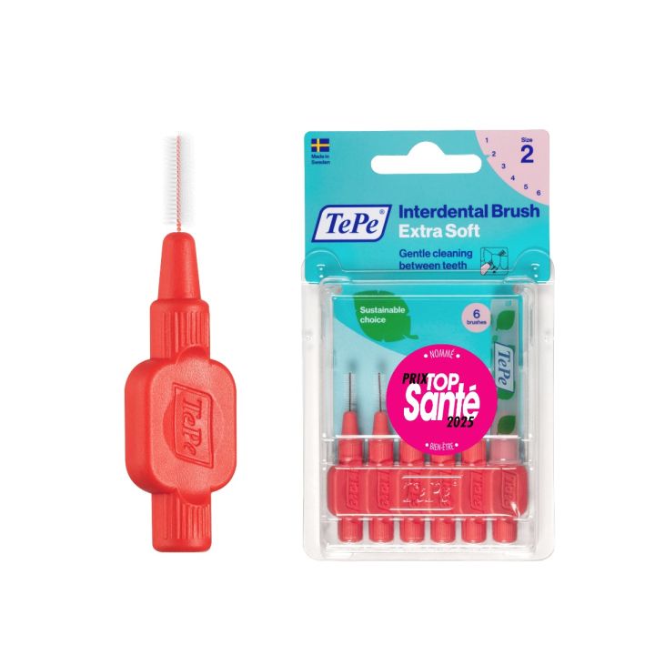 Extra weiche Interdentalbürsten rot pastell Größe 2 (0,5 mm) TePe - 6 Stück