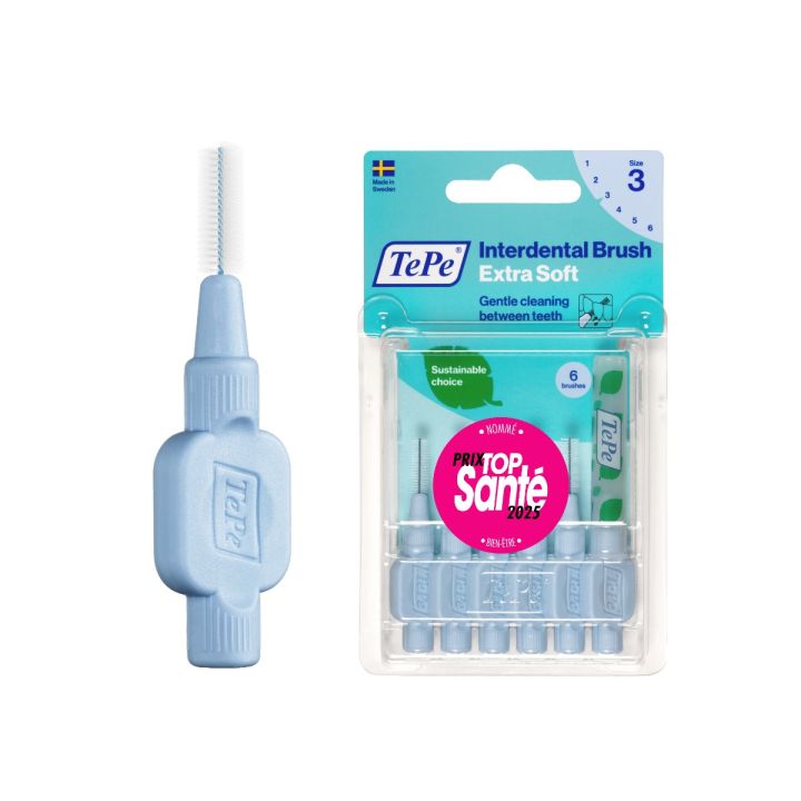 Extra weiche Interdentalbürsten in Pastellblau Größe 3 (0,6 mm) TePe - 6 Bürsten