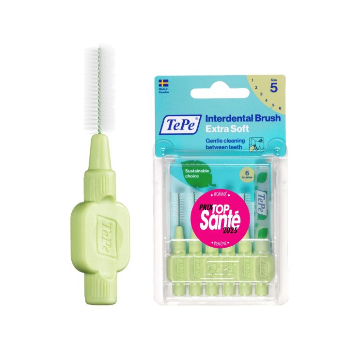 Extra weiche Interdentalbürsten in Pastellgrün Größe 5 (0,8 mm) TePe - 6 Stück