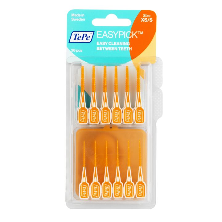 Einfache Pick Zahnstocher Silikon Orange XS/S TePe - 36 Einheiten