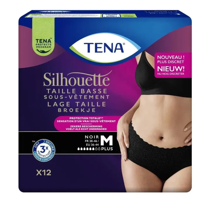 Silhouette Plus Einlagen Größe M niedrig schwarz Tena - Packung mit 12 Einlagen