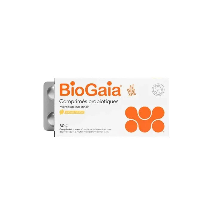 Probiotika Mikrobiota Darm Zitrusaroma BioGaia - Packung mit 30 Kaudabletten