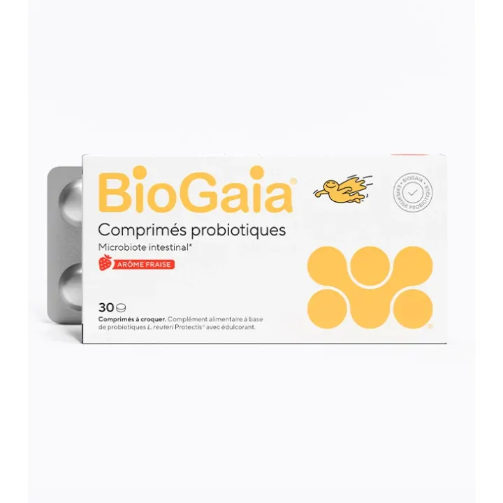 Mikrobiota Darm Aroma Erdbeere BioGaia - Packung mit 30 Kaudabletten
