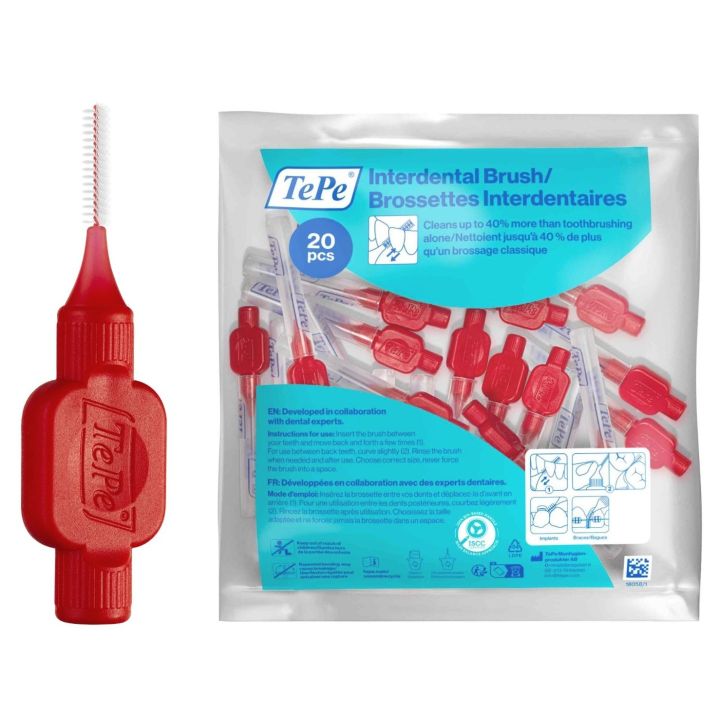 Originale Interdentalbürsten rot Größe 2 (0,5 mm) TePe - 20 Bürsten