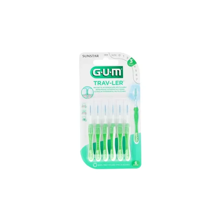 Antibakterielle Interdentalbürste Trav-ler 1,1 mm Gum - 6 Bürsten