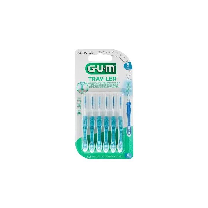 Antibakterielle Interdentalbürste Trav-ler 1,6 mm Gum - 6 Bürsten