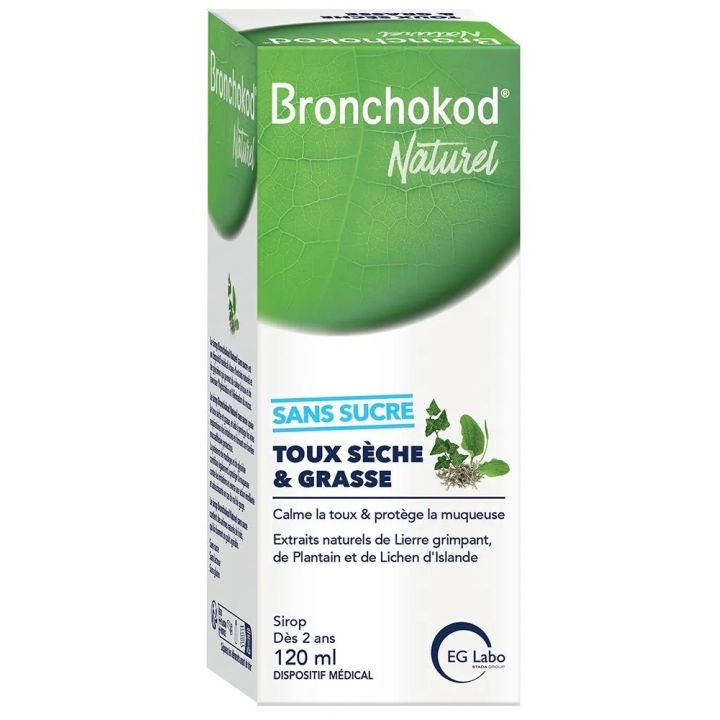 Bronchokod Naturalsirup für trockenen und produktiven Husten ohne Zucker EG Labo - Flasche mit 120 ml