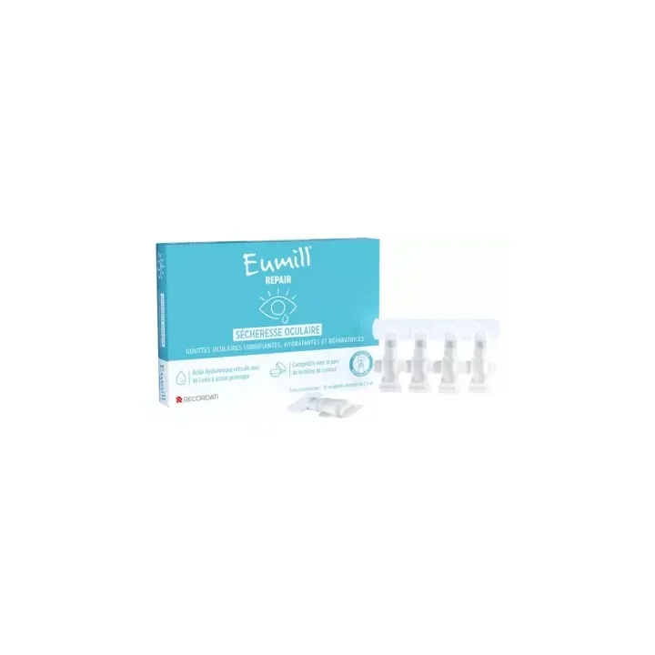 Augentropfen bei trockenen Augen Eumill Repair - Packung mit 10 Einzeldosen zu 0,5 ml