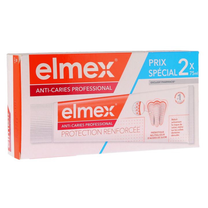 Professionelle Elmex Kariesprophylaxe Zahnpasta - 2er Pack mit 75ml Tuben