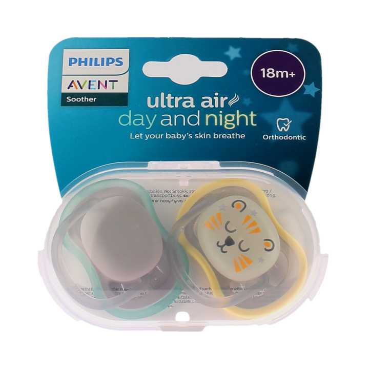 Ultra Air Schnuller Tag und Nacht 18 Monate und älter Avent - Packung mit 2 Schnullern