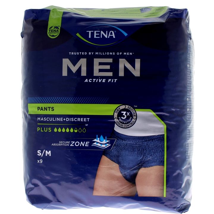 Active Fit-Hosen Herren 5,5 Tropfen Tena - 9 Schutzvorrichtungen Größe S/M (75-105 cm)