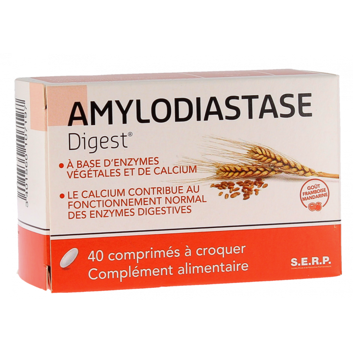 Amylodiastase Digest Geschmack Himbeere Mandarine - Packung mit 40 Kaudabletten