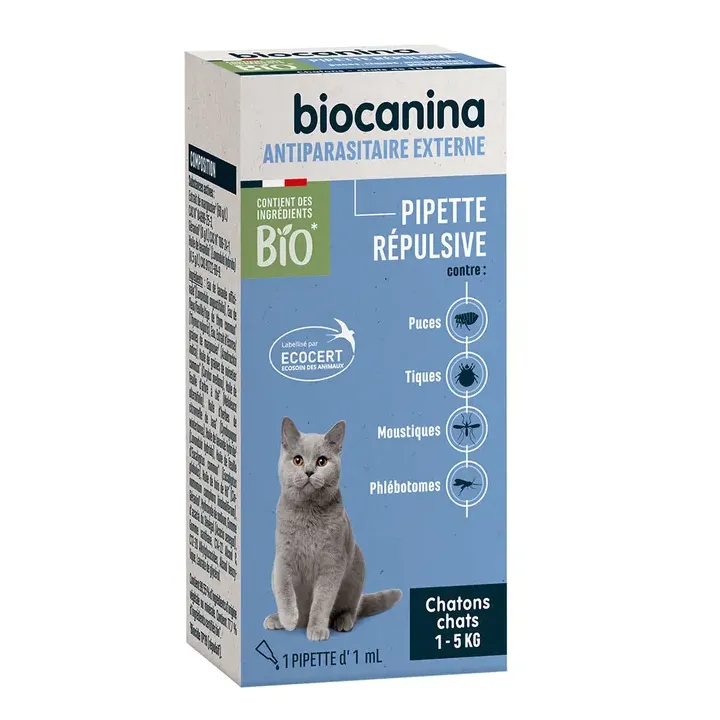 Antiparasitäres externes Repellent Pipette für Kätzchen und Katzen 1-5kg Biocanina - Schachtel mit einer Pipette