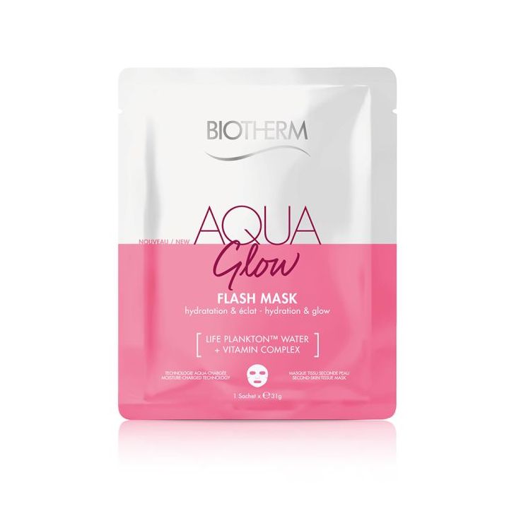 Aqua Glow Tuchmaske für Ausstrahlung und Feuchtigkeit von Biotherm - eine Maske
