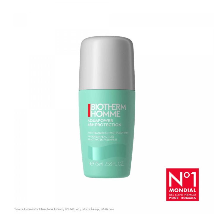 Aquapower 48h Schutz gegen Schwitzen für Männer von Biotherm - Roll-on mit 75 ml