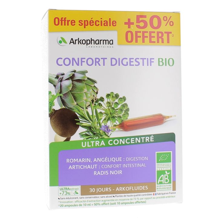 Arkofluides Confort Digestif bio Arkopharma - Packung mit 20 Ampullen + 10 gratis