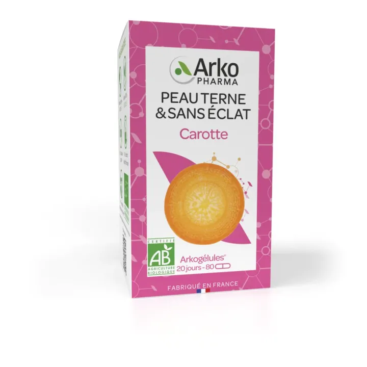 Arkogélules Karotte bio bei fahler Haut Arkopharma - Packung mit 80 Kapseln