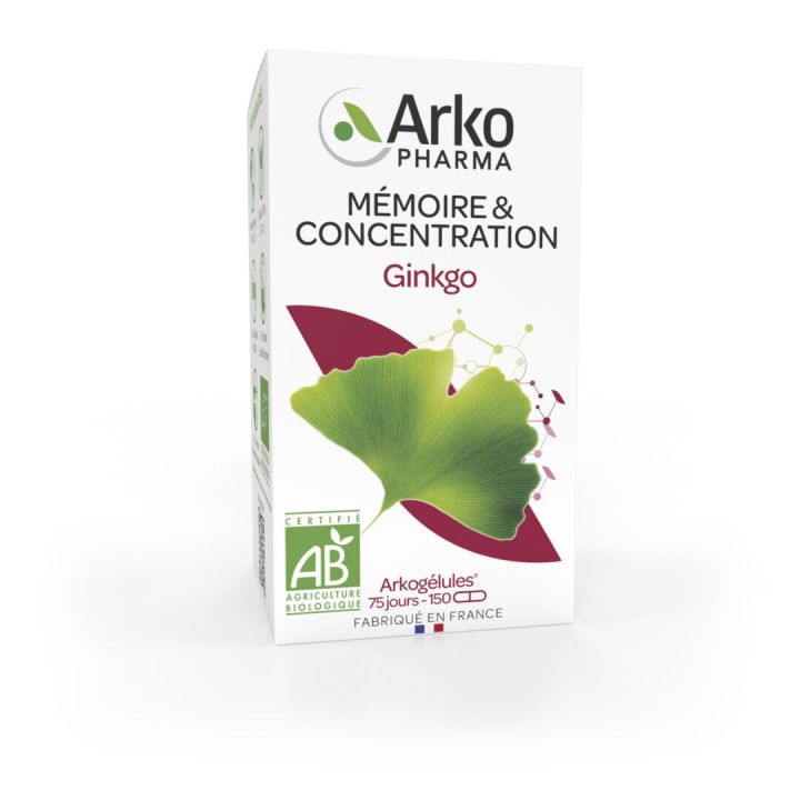 Arkogélules Ginkgo bio Arkopharma - Packung mit 150 Kapseln