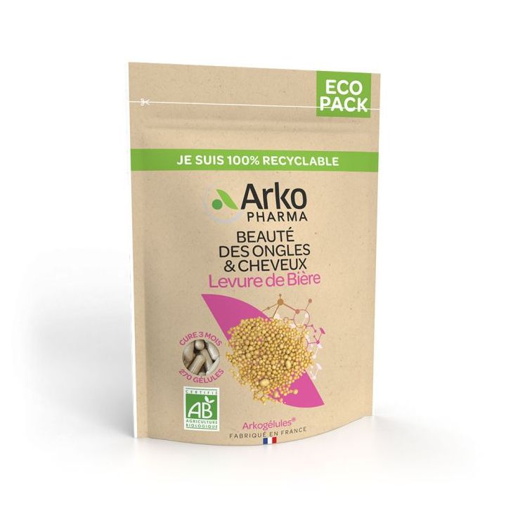 Arkogélules Bierhefe Bio Schönheit für Nägel und Haare Arkopharma - Beutel mit 270 Kapseln