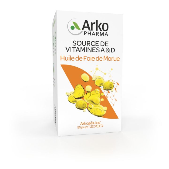 Arkogélules Lebertran Arkopharma - Packung mit 220 Kapseln