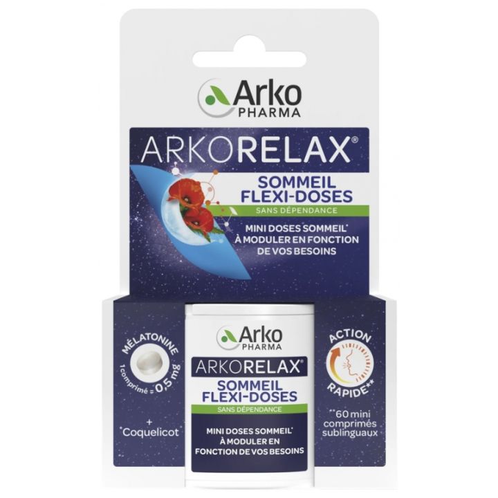 Arkorelax Schlaf flexi-doses Arkopharma - Packung mit 60 Mini-Tabletten sublingual