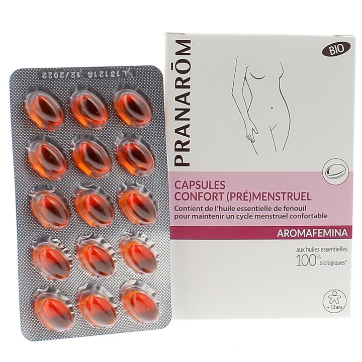 Aromafemina Kapseln für (prä)menstruellen Komfort Pranarôm - 1 Schachtel mit 30 Kapseln
