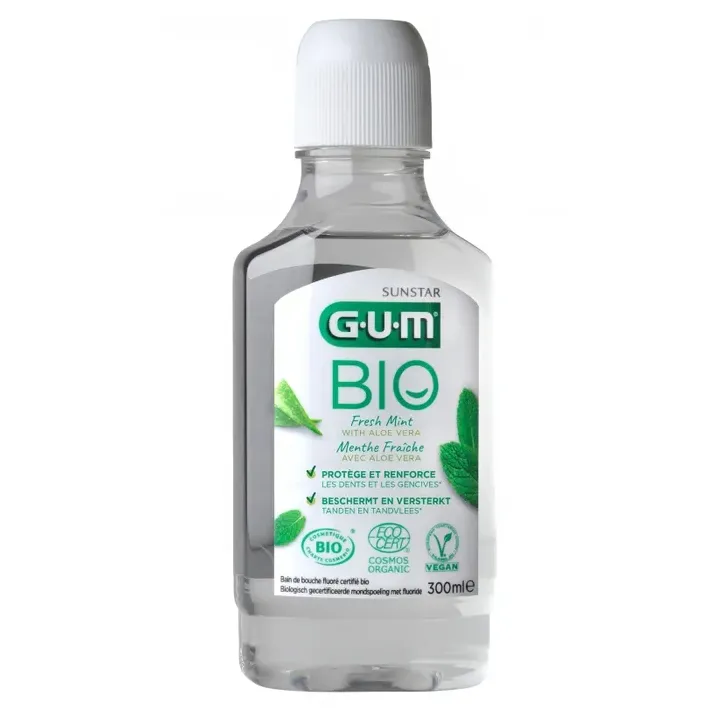 Fluoridiertes Mundwasser mit frischer Bio-Minze GUM - Flasche mit 300ml
