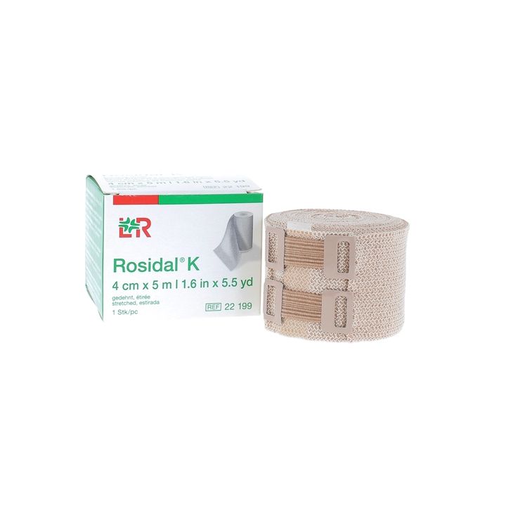 Kurze Dehnungsbandage Rosidal K Lohmann & Rauscher - eine Bandage von 4 cm x 5 m