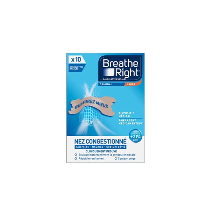 Original Breathe Right Nasenstreifen - Packung mit 10 Stück