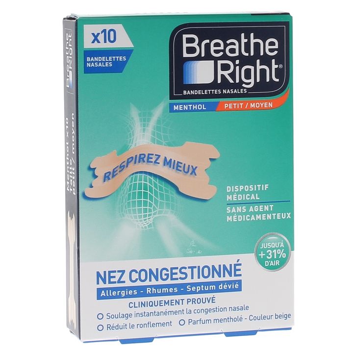 Menthol-Nasenstreifen Breathe Right - 10 Streifen