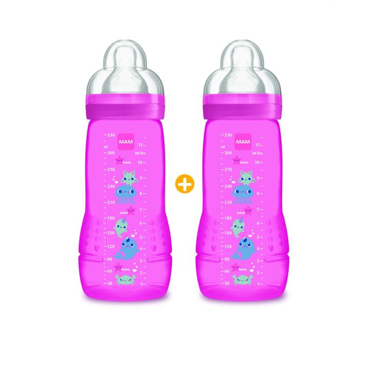 Rosa Easy Active Flasche 2. Alter 6 Monate + Mam - 2 Flaschen à 330 ml