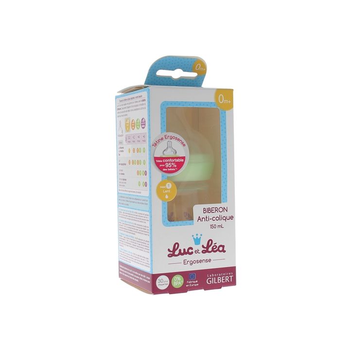 Ergosense Anti-Kolik-Flasche 0 Monate und älter Luc und Léa - eine Flasche mit 150 ml